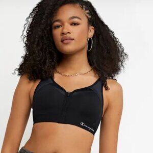 Champion Motion Control Front Zip High Impact Molded Cup Sports Bra Size 34DD